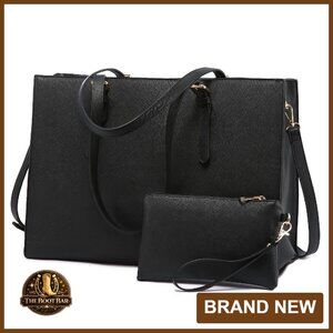 Large Capacity Laptop Tote Bag for Women with Detachable Clutch Purse